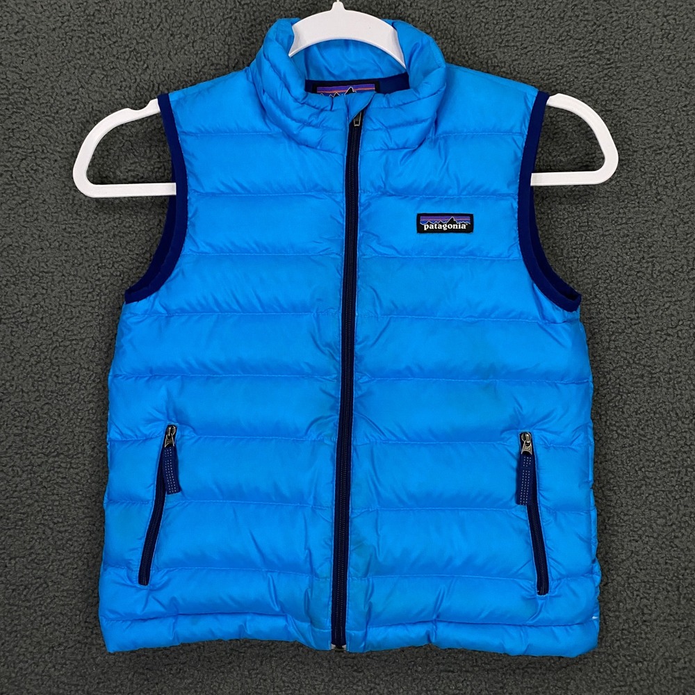 Patagonia Down Sweater Vest Boys Kids XS 5-6 Blue Goose Puffer Insulated Winter